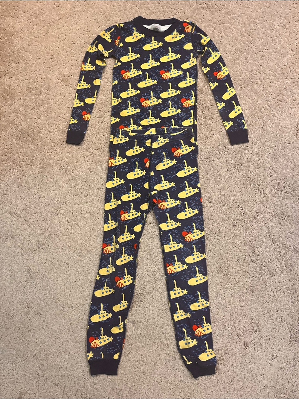 Hanna Andersson Two-piece Long-Sleeved Navy and Yellow Submarine Pajamas